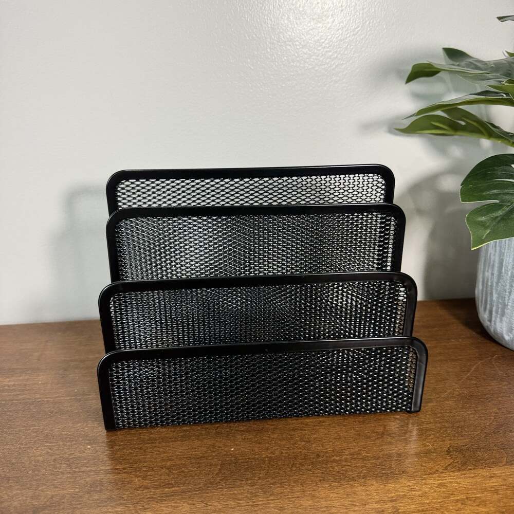 Black Metal Mesh 3-Tier Letter Sorter File Organizer Desk Accessory Document